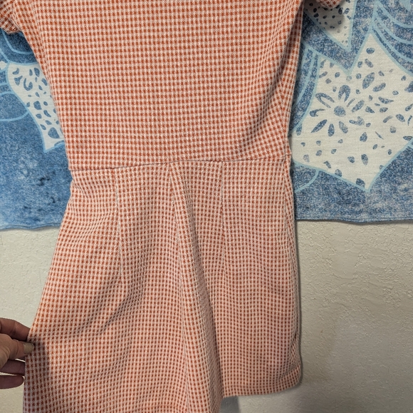 Gingham Wrap Romper in Coral Pink Xs Front Snap Side Tie Coquette Dainty Summer - Picture 10 of 11